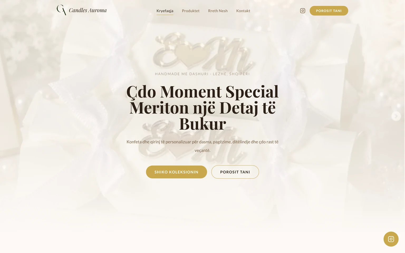 Katalog-Website für die handgemachte Kerzenmarke Candles Auroma, gebaut von Star Digital